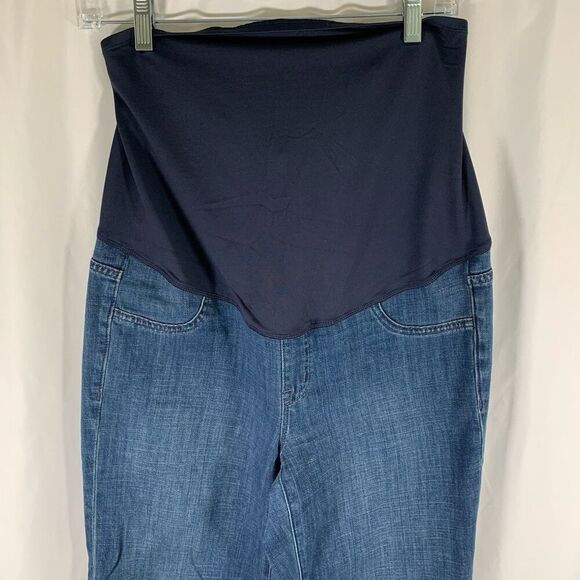 J. Crew Maternity Jeans Womens 28 Dark Wash Blue Pull On Adjustable Back Pockets - Picture 2 of 10